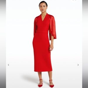 SAFIYAA Ana Cape-effect Crepe And Satin Midi Dress Size 2